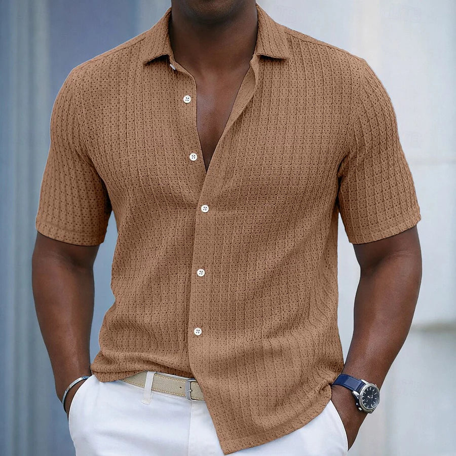 Camicia Jacquard a Righe Texture Rilievo