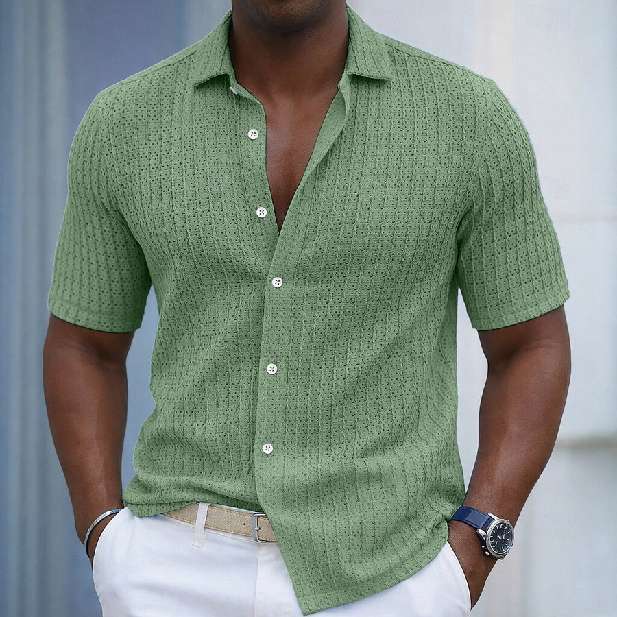 Camicia Jacquard a Righe Texture Rilievo